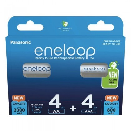 Аккумуляторные батареи MIX 4 x R6 AA + 4 x R03 AAA Panasonic Eneloop